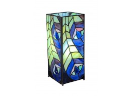Peacock Square Tiffany Table Lamp 27cm + Free Bulb