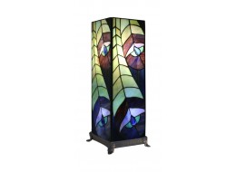 Peacock Square Tiffany Table Lamp 46.5cm (Large) + Free Bulb