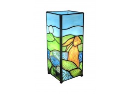 Rabbit Design Square Tiffany Table Lamp 27cm + Free Bulb