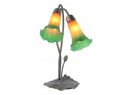 Double Lily Lamp - Amber/Green - 40cm + Free Bulbs