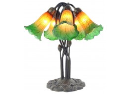 5 Shade Lily Lamp - Amber/Green - 43cm + Free Bulbs