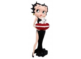 Betty Boop with Pudgy on Red Glitter Pillow Box (Black Glitter Dress) 36.5cm