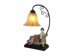 Art Deco Lady Figurine On Chaise Table Lamp + Free Bulb