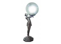 Art Deco Girl Figurine Table Lamp + Free Incandescent Bulb