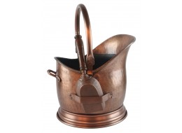 45cm Classic Heavy Duty Large Antique Copper Finish Coal Scuttle Hod Bucket With Shovel