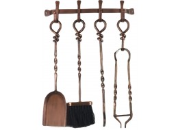 58cm Antique Copper Wall Hanging Wrought Iron Companion Set