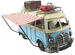 Blue Camper Van Canopy Tin Plate Model 40cm