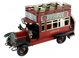 Vintage Red Open Top Bus Model
