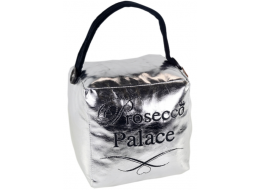 Square Faux Leather Metallic Silver 'Prosecco Palace' Doorstop 