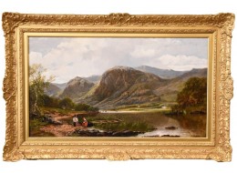 George William Pettitt - Raven Crag Oil on Canvas - 1859