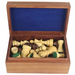 Shesham Chess Pieces In Box 20.4cm