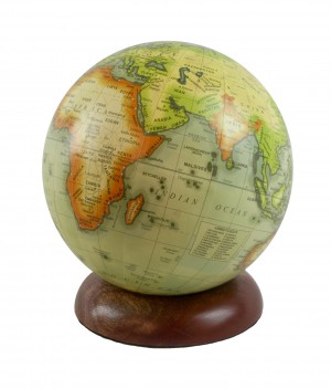 World Globe On Wooden Base Dia 15cm