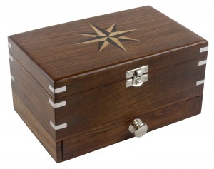 Wooden Star Design Jewellery Box - with Nickel Finish 22.5cm