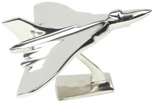 Small Vulcan Plane On Metal Stand Nickel Plated Aluminium - 21cm