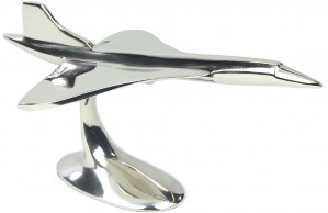 Concorde Plane On Metal Stand Nickel Plated Aluminium - 30cm