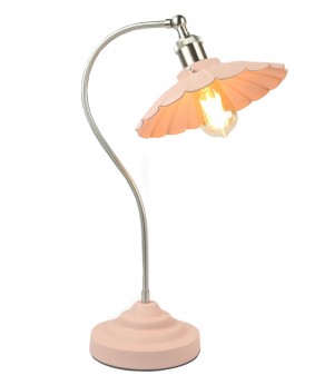 Daisy Lamp Textured Pink Shade/Base - Satin Chrome Arm 