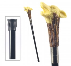 Faux Ivory/Bone Wolf Head Swagger Cane / Walking Stick