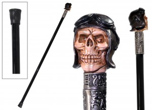 Pilot Skull Head Swagger Cane / Walking Stick