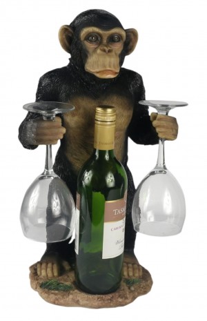 Chimp Wine Bottle & Glass Holder 45.5cm