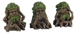 Set Of 3 Tree Faces - Hear Speak, & See No Evil - 10.5cm