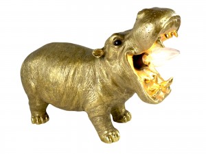 Gold Hippo Table Lamp + Free Bulb 37.5cm