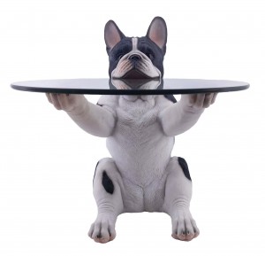 Dog Holding Glass Top Table 55cm