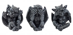 Set of 3 No Evil Little Gargoyles - Hear, See And Speak No Evil - 9cm
