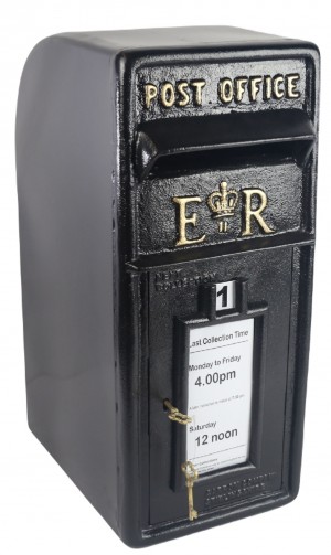 ER Royal Mail Post Box Black (With Bracket) 60cm