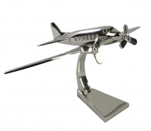 Dakota Plane Model Large Nickel Plated Aluminium - 30cm