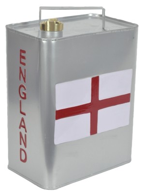 St George Flag England Silver Oil Can 33cm