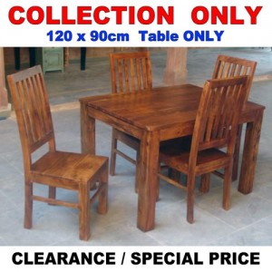 Acacia Lisbon Dining Table 120x90cm + 4 Chairs