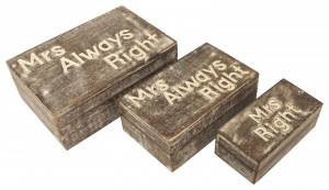 Mango Wood Mrs Always Right Trinket Jewellery Decorative Boxes