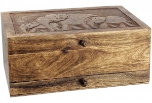 Mango Wood Elephant Design Vanity/Jewellery Box