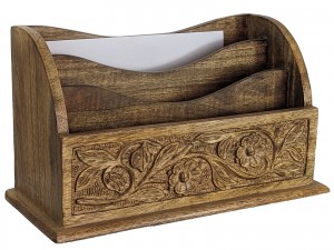 Mango Wood Flower Letter Rack