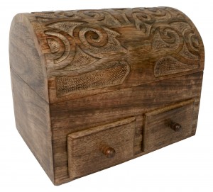 Mango Wood Tree Of Life Dome Top Box With 2 Drawers