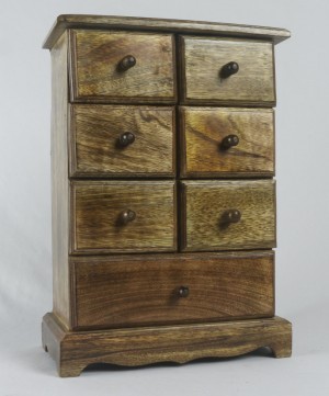 Mango Wood 7 Drawer Jewellery Trinket Chest