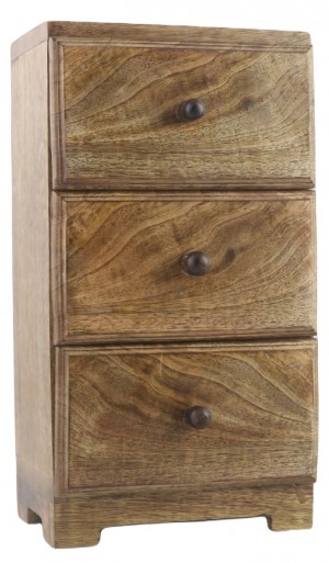Mango Wood 3 Drawer Plain Chest - 28.5cm