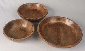 Mango Wood Round Bowls - Set/3