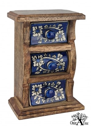 Ceramic 3 Drawer Almirah - Vertical - Dark Blue Colour - 18cm