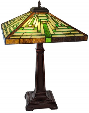 Pyramid Deco Style Tiffany Table Lamp - 62cm + Free Incandescent Bulb