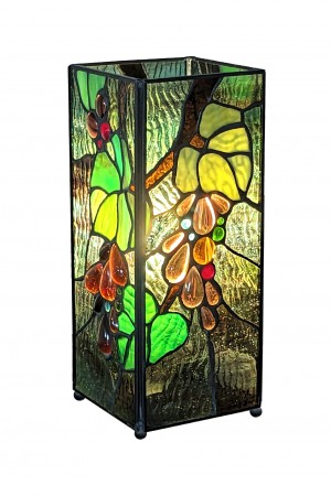 Embossed Grape Square Tiffany Lamp 27cm + Free Bulb