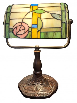 Mackintosh Tiffany Style Bankers Lamp 33cm + Free Incandescent Bulb