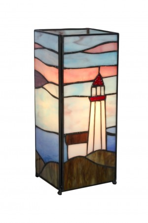 Lighthouse Square Tiffany Lamp 27cm + Free Bulb