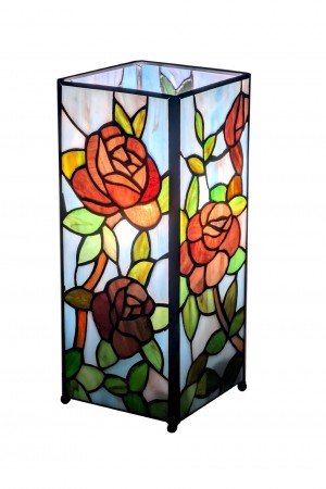 Rose Square Tiffany Table Lamp 27cm + Free Bulb
