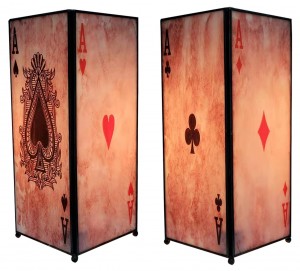 Playing Card 4 Aces Square Lamp Screen Printed - 27cm + Free Bulbs