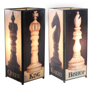 Chess (4 Panels) Square Lamp Screen Printed - 27cm + Free Bulbs