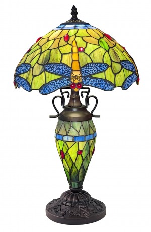 Double Lamp With Resin Base 56cm Medium - Dragonfly Design + Free Bulbs