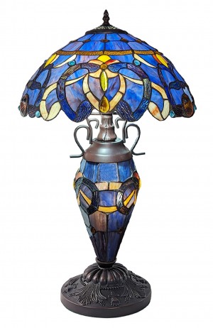 Art Nouveau Double Lamp With Resin Base 56cm Medium New Design + Free Bulbs