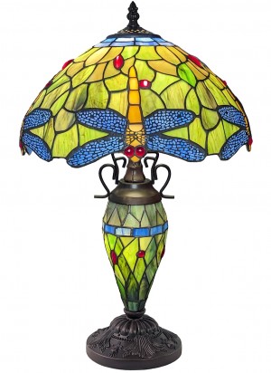 Double Lamp With Resin Base 60cm Large - Dragonfly Design + Free Bulbs