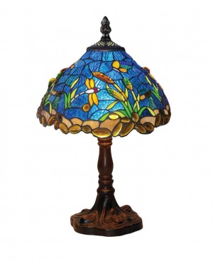 Small Riverbank and Dragonfly Tiffany Table Lamp 33cm + Free Bulb